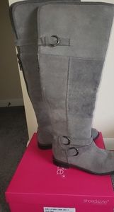 Grey knee boots
